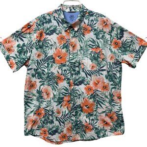 Izod Excellent Short Sleeve Floral Button-Up Shirt Men’s XXL Relaxed Fit
